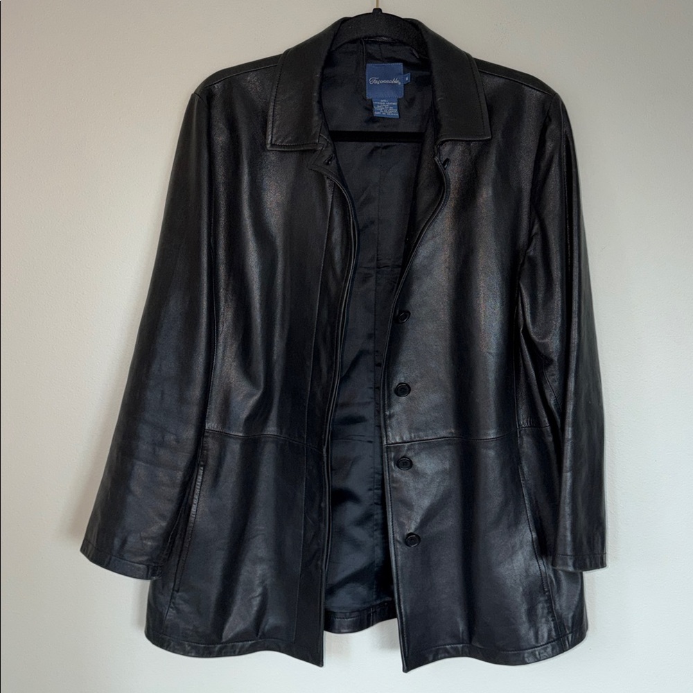 Faconnable Lambskin Leather Button Up Jacket Gothic Whimsical Grunge Office - Picture 5 of 9